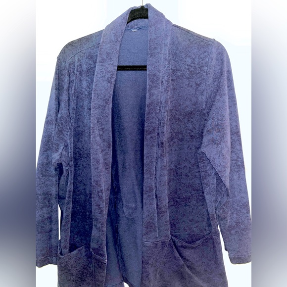 Blue suede material / comfy cotton tshirt style but a blazer!! Size 1x - Picture 1 of 2